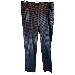 Chico’s 2.5R Metallic Brown black Houndstooth Pants Size 14R Stretch Slim Fit